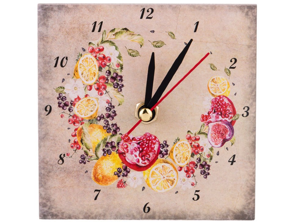 354-1268 Часы настольные "Венок фруктовый" 10*10 см